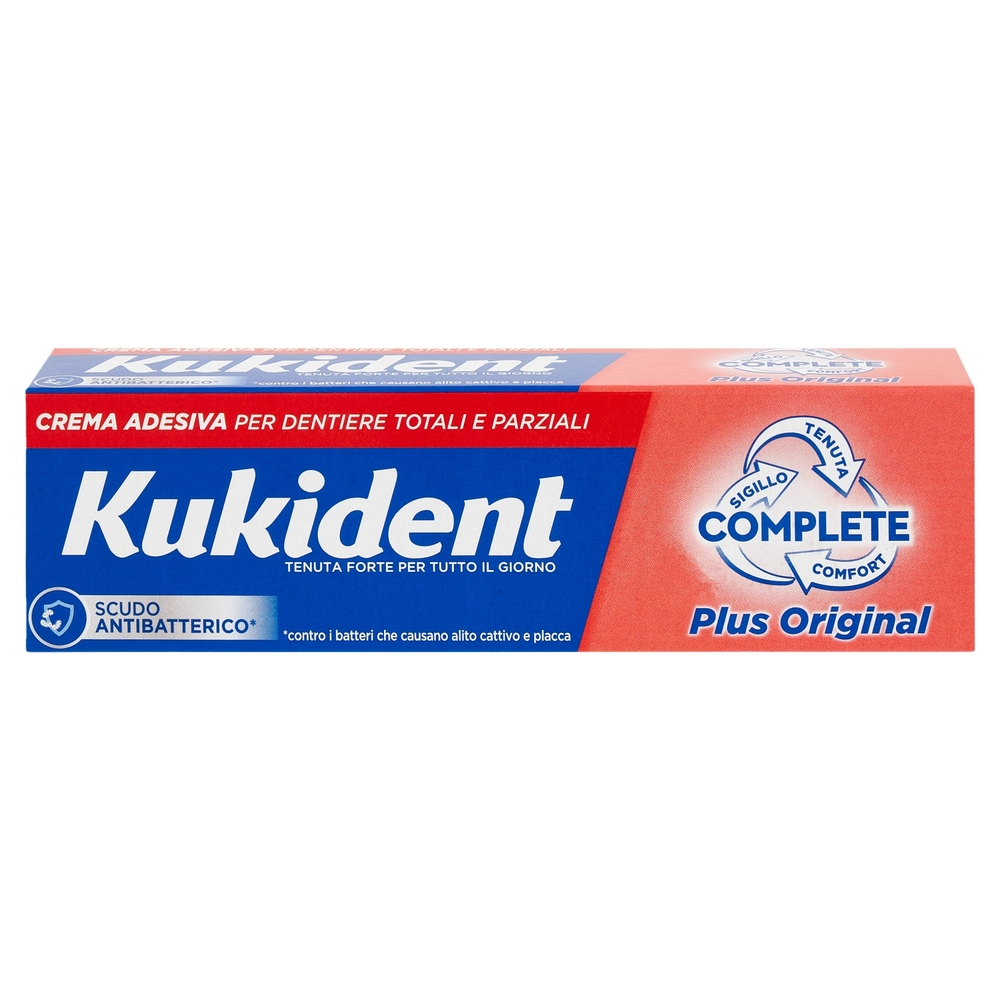 Kukident Complete Plus Original Crema Adesiva per Dentiere Totali e Parziali 35 g